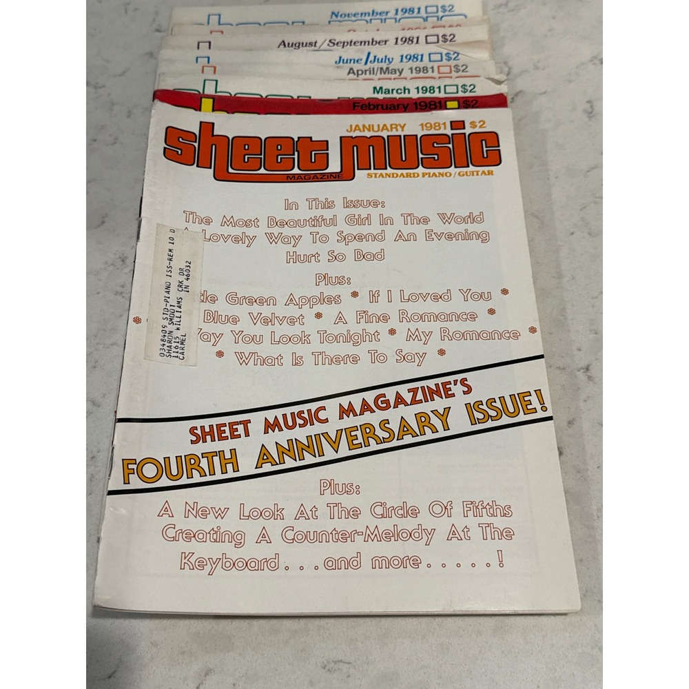 Vintage Sheet Music Magazine 1981‎ Lot of 8 Issues Piano Guitar Fats Waller Trib
